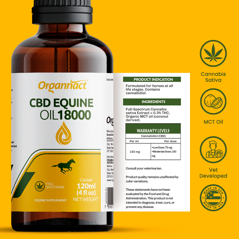 Organnact CBD Oil for Horses – 18,000 mg (120 mg/mL)