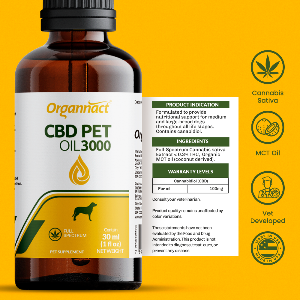 Organnact CBD Oil for Dogs – 3,000 mg (30 mg/mL)